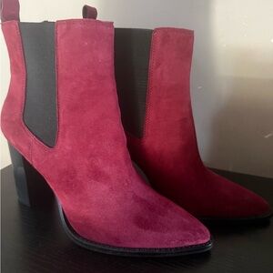 Vince Camuto Burgundy Suede Ankle Boots